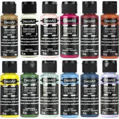 DecoArt&reg; Americana&reg; Multi-Surface Satin&trade; 12 Color Cottage Core Acrylic Paint Set