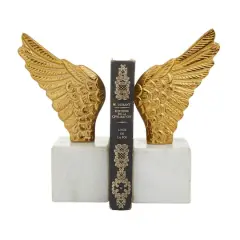 10" Angel Wing Aluminum Bookend Set Gold