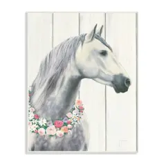Stupell Industries Spirit Stallion with Flower Wreath Wood Wall Plaque