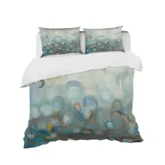 Designart 'Blue and Bronze Dots on Glass II' Geometric Bedding Set - Duvet Cover & Shams