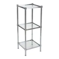 Organize It All Glacier 34" 3-Tier Freestanding Tempered Glass Shelving Tower