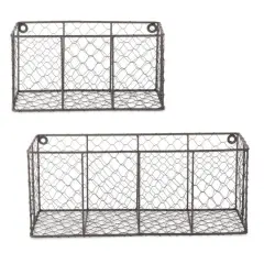 DII&reg; Gray Wall Mount Chicken Wire Basket Set