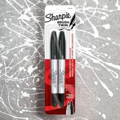 Sharpie&reg; Black Brush Twin Permanent Markers, 2ct.