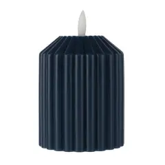 4" Ribbed Wax LED Pillar Candle by Ashland&reg; Blue