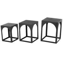 Metal Nested Accent Table with Large Arched Cutouts Set Black