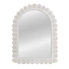 Hello Honey&reg; 31.5" White Arched Raised Scallop Pattern Wall Mirror