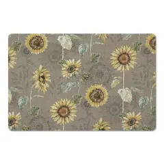 Sunflower Pattern Floor Mat Brown
