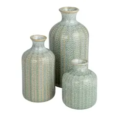 Hello Honey&reg; Gray, Green & Natural Stoneware Vase Set