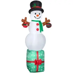 Airblown&reg; 7ft. Christmas Inflatable Snowman on Gift Box