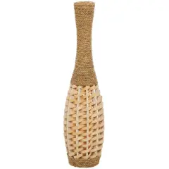 Brown Seagrass Handmade Thin Woven Floor Vase