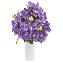 21" Anemone Arrangement In White Vase Lavender