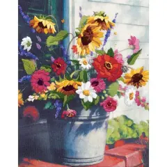 Dimensions&reg; Crewel Embroidery Kit, Bucket of Flowers