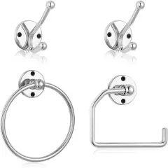 Stainless Steel Towel Ring & Toilet Paper Holder Set Silver