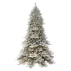 6.5ft. Pre-Lit Flocked Royal Majestic Fir Artificial Christmas Tree, Clear Lights