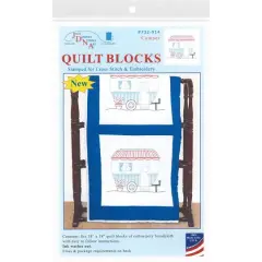Jack Dempsey Stamped For Embroidery & Cross Stitch Camper Quilt Blocks