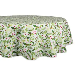 DII&reg; 70" Round Boughs of Holly Print Tablecloth