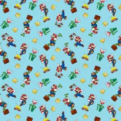 Nintendo&reg; Super Mario Mario Toss Light Blue Cotton Fabric