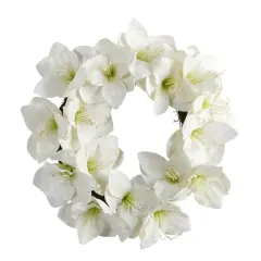 18'' White Amaryllis Wreath