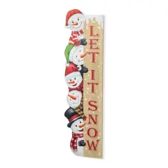 Glitzhome&reg; 41.75" Lighted Wooden Christmas Stack Snowman Porch Decor with Timer