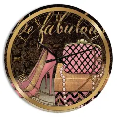 Designart Gold Fabulous Life Style III Glam Wall Clock