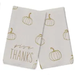 Give Thanks Mustard Pumpkin Tea Towel Set