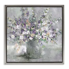 Stupell Industries Blossoming Aster Flower Bouquet Floater Framed Art Gray