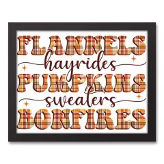 Retro Plaid Typography 15.73" x 12.73" Black Framed Canvas