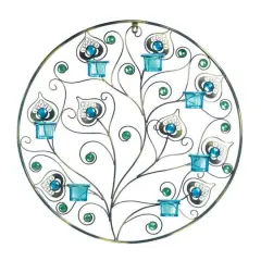 23'' Peacock Plumes Circular Candle Wall Sconce