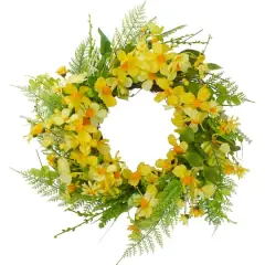 23" Yellow & Green Daisy & Berry Floral Spring Wreath