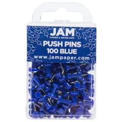 JAM Paper Colorful Standard Push Pins, 100ct. Blue