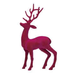 Hello Honey&reg; 13" Pink Flocked Plastic Standing Reindeer D&eacute;cor