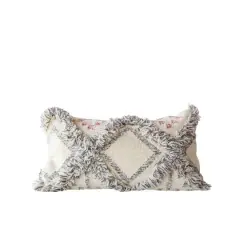 Hello Honey&reg; Cream & Gray Fringe Kilim Pillow