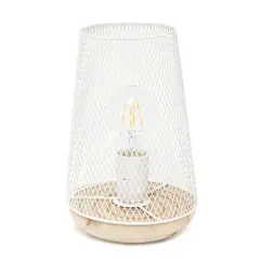 Simple Designs 9" Wired Mesh Uplight Table Lamp White/Natural