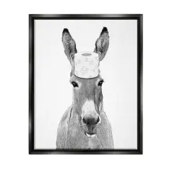 Stupell Industries Donkey Toilet Paper Funny Bathroom Floater Framed Art Black