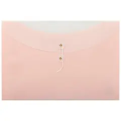 JAM Paper Two-Tone Light Pink Button & String Tie 9.75" x 13" Booklet Envelope, 12ct.