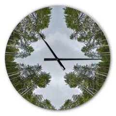 Designart Circle Composition of Coniferous Trees Modern Wall Clock