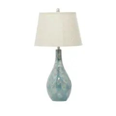 32" Turquoise Ceramic Coastal Table Lamp, 2ct.