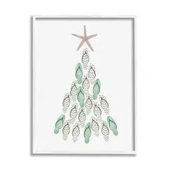 Stupell Industries Flip Flop Beachy Christmas Tree Black Framed Giclee Art White