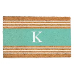 Teal Monogram Stripe Doormat K