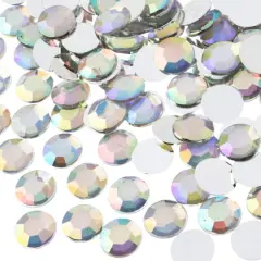 John Bead 12mm Acrylic Round Flat Back Rhinestones, 400ct. Crystal AB