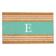 Teal Monogram Stripe Doormat E