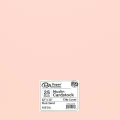 PA Paper&trade; Accents 12" x 12" Muslin 73lb. Cardstock, 25 Sheets Pink Sand