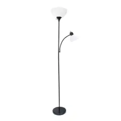 Simple Designs 71.5" Floor Lamp with Reading Light Black