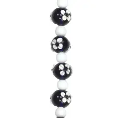 Blue & White Lamp Work Glass Round Beads by Bead Landing&reg;