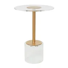 23" Clear Acrylic Accent Table with Gold Stand