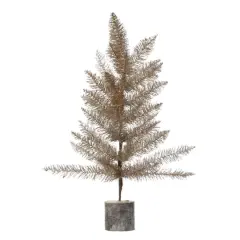 Hello Honey&reg; 23" Silver & Gold Tinsel Tree with Wood Slice Base