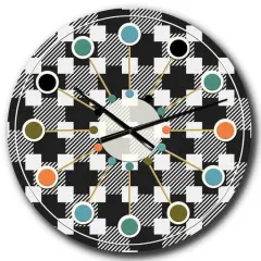 Designart 'Geometric Monochrome Pattern Ii Mid-Century Modern Wall Clock