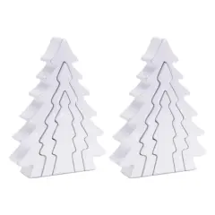 8.5" White Wood Pine Tree Nesting Display Set