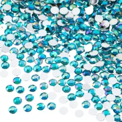 John Bead Acrylic Round Flat Back Rhinestones, 4mm Aqua AB