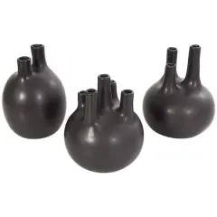 CosmoLiving by Cosmopolitan Black Round Ceramic Bud Vase Set